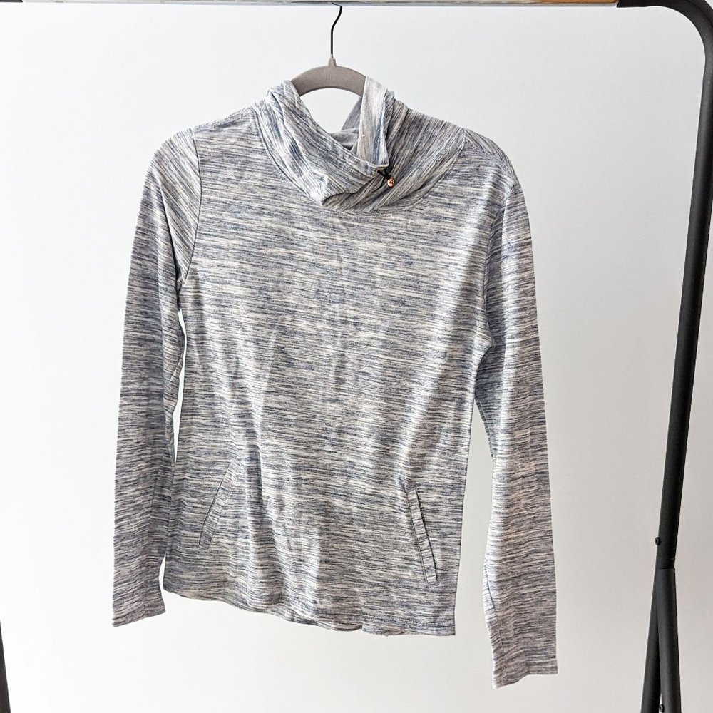 Heathered Grey Athleisure Long Sleeve - Turtleneck Hood Combo - Small